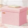 HAUSFRAU Sgabello con vano portaoggetti, pieghevole, portata fino a 130 kg, per soggiorno, camera da letto, corridoio, 42 x 31 x 31 cm, pile rosa