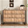 SUKY Credenza e cassettiera si distinguono per una combinazione di tonalità nere e naturali del legno, gambe in metallo e porte rialzate, 120 L x 40 L x 80 H(cm)