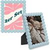 matches21 HOME & HOBBY Set di cornici portafoto, 15 x 20 cm, design a bolle, cornice decorativa in blu pastello, bella cornice portafoto in legno robusto