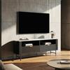 [en.casa] Mobile Porta TV con Cassetti e Scomparti Aperti Supporto Televisore Stand Multimediale per Soggiorno Studio Living 140x40x55cm Nero/Effetto Marmo Bianco