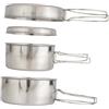 PRETYZOOM Set Pentole da Campeggio in Metallo Inossidabile 4 Portatile con Manici, Kit Pentole e Padelle Pratiche per Picnic ed Escursioni Outdoor, Forniture Leggere per 2-3 Persone