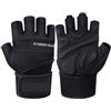 KiddiBubzi Guanti da palestra for bodybuilding, sollevamento pesi, manubri, kettlebell, trazioni, allenamento fitness for uomo e donna(Black,L(20-22cm))