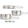 BELLIFFY Set Pentole da Campeggio in Metallo Inossidabile 4 Leggero e Compatto Pentola, Padella e Stoviglie per 2-3 Persone, Cucina da Esterno per Escursionismo, Trekking e Picnic