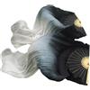 LYXYGMV Veli da ventaglio in Vera Seta Mista di Danza del Ventre Nero/Bianco. Ventagli Lunghi Ballo in Colore Tinto, Lunghezza 180 cm per Spettacoli Teatrali
