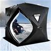 QITUJOUR Tenda isolante per la pesca sul ghiaccio, 3 strati con tecnologia termica, tenda da campeggio,presa d'aria per il fumo, rifugio per la pesca invernale, tende sauna da esterno(Black Sauna,2.1M)