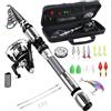 BNTTEAM Set Combinato Canna da Spinning e Mulinello da Pesca Portatile Punta per Canna Fluorescente in Fibra di Carbonio, Esche da Pesca Kit Borsa da Trasporto Per Mare e Acqua Dolce Viaggio