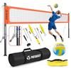 Patiassy Rete da pallavolo resistente, set professionale per esterni con pali in alluminio antiruggine regolabili in altezza, sistema di verricello, design anti-abbassamento, pompa e borsa da