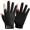 Generic 1 paio di guanti da pesca antiscivolo, traspiranti, impermeabili, con due dita, per touch screen, per sport all'aria aperta, guanti protettivi (nero)
