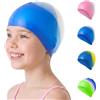 OSDUE Cuffia Nuoto Silicone, Cuffie Piscina Bambino Bambina, Facile da Indossare, Elasticizzat Swimming Cap, Comfort e Resistenza Allo Scivolamento per Bambini 4-12 Anni, Sfumatura Giallo Blu
