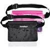 iVoler Borsa Impermeabile Regolabile, Marsupio Sacca a Tracolla a Tenuta Stagna IPX8, Custodia Protettiva per Cellulari e Valori per Pesca Vela Mare Spiaggia e Sport Acquatici, Nero+Rosa Trasparente