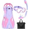 Supertrip Set per Snorkeling per Bambini con Pinne, Maschera Subacquea Panoramica a 180°, Pinne Regolabili e Boccaglio Dry Premium，Set da Snorkeling 4 in 1 per Bambini dai 6 ai 14 Anni