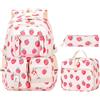 HiTotes Coquette - Zaino da scuola per ragazze, set da 3 pezzi, con fragola, zaino kawaii per scuola secondaria e media, A01-fragola Nylon, 44 cm, zaino da ragazza