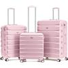 Flight Knight Set di 3 Valigie Rigide in ABS Leggere Bagaglio a Mano 56 cm Compatibile easyJet con Valigie da Stiva Media e Grande Ruote Spinner Silenziose per Viaggi Senza Stress con Serratura TSA