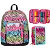 Seven Zaino Scuola Doppio Scomparto New Fit Rosa, Tasca Porta Borraccia, Maxi Capienza + Astuccio 3 Scomparti Rosa Bambina e Ragazza