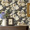 LACHEERY Vintage Carta da Parati Floreale Nera e Oro Carta da Parati Adesiva Muro Camera da Letto 44.5cm x 200cm Pellicola Adesiva per Mobili Floreale Uccello PVC Rivestimenti Pareti per Armadio