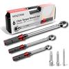 MOVECRAB Set di 6 chiavi dinamometriche, impugnatura lavorata a CNC, attacco 1/4 3/8 1/2, regolabile in due direzioni, 5-25 Nm / 5-60 Nm / 20-220 Nm per biciclette, moto e auto