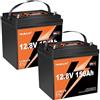 yeagulch 2 Batterie Litio 12V 150Ah Max LiFePO4 - Alta Capacità 300Ah, 15000 Cicli per Unità, BMS 100A, Ideale per Camper, Impianto Solare e Backup Domestico