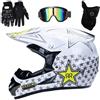 UIGJIOG Casco Da Motocross Per Bambini - Casco Da Motociclista Per Bici Da Sporcizia Elettrica - Casco Da Moto ATV Per Off-Road MTB Integrale Adulti Con Occhiali,Bianca,L(56~57cm)