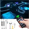 QAUBEN Kit di luce dell'atmosfera dell'auto 3m Fibra ottica RGB Multicolore suono memoria di sincronizzazione della musica attiva Telecomando RF Kit di illuminazione ambientale interna auto USB DC 12V