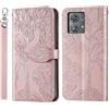 Rostsant Custodia per Motorola Moto Edge 40 NEO Cover a Slot per Carte Portafoglio in Pelle PU Custodia a Libro Albero in Rilievo Cover Telefono per Motorola Moto Edge 40 NEO Oro Rosa