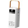 Palaufr Power bank a energia solare, 120 W, ricarica rapida, 50000 mAh, con cavi integrati, 50000 mAh, attrezzatura di sopravvivenza con luce, 4 uscite, 3 ingressi, cavo integrato per tutti i telefoni