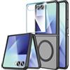 WEYNRBOX Custodia per Samsung Galaxy Z Flip 7 5G con pellicola protettiva per lo schermo, compatibile con MagSafe, ultra sottile, anti-ingiallimento, resistente agli urti, resistente ai graffi, per
