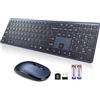 INFINMIND Tastiera e mouse wireless combinati, USB 2.4 G, ultra sottile, silenziosa, dimensioni standard, tastiera e mouse per PC, 3 DPI, 19 tasti multimediali, Ergo senza lag, lunga durata della batteria per