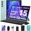SKYEGG Tablet 10 Pollici Android 15 con Gemini AI, 30GB RAM 128GB+2TB Esp., Octa-Core, WiFi 6 BT 5.0, Widevine L1, Batteria 8000mAh, Fotocamera 8/5 MP, Tastiera Mouse Custodia, Corpo in Metallo - Verde Acqua