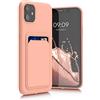 kwmobile Custodia Compatibile con Apple iPhone 11 Cover - Back Case Cellulare con Slot Porta Carte - Morbida in Silicone TPU pompelmo rosa