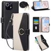 FERLAN Cover Compatibile Con Xiaomi 11 Lite con Cordino,Flip Custodia Portafoglio Custodia in pelle,[3-6 Porta Carte][Magnetico],Custodia Libro Cover con Laccio Cinghia regolabile Case - Nero