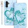 Auslbin Custodia Flip per Samsung Galaxy A24 4G 6.5, Custodia in Pelle PU Love con Cinturino per Samsung Galaxy A24 4G, Verde