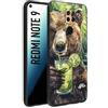 CUSTOMIZZA - Custodia cover nera morbida in tpu compatibile per Xiaomi Redmi Note 9 fiori estate disegnata cocktails animali simpatici orso bear negroni
