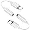 AYHYHLJZJ Adattatore da USB C a jack AUX da 3,5 mm per OnePlus, Huawei, Samsung, Xiaomi, colore bianco, Plug and Play, compatibile con molti dispositivi, confezione da 2