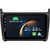 YUNTX Android 14 2 Din Radio con navigazione per VW GOLF/POLO (2010-2016):[Integrato CarPlay/Android Auto/DSP/GPS]-IPS 2.5D 9 Touch screen-DAB/Bluetooth 5.0/WiFi/Controllo del volante/USB/Mirror-Link