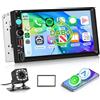 Hodozzy DAB+/DAB Autoradio 2 Din Wireless Carplay Android Auto con 7 Pollici Schermo Stereo Auto Bluetooth con Uscita Video/RDS/FM/USB/AUX/TF+Telecamera Retromarcia