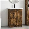 Vidaxl Set di mobili per il bagno Rovere Fumo 56 x 37,5 x 81 cm