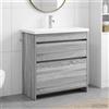 Vidaxl Set di mobili per il bagno Sonoma grigio 81 x 40 x 84,5 cm