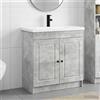 Vidaxl Set di mobili per il bagno Grigio Cemento 56 x 37,5 x 81 cm