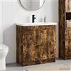 Vidaxl Set di mobili per il bagno Rovere Fumo 78,5 x 37,5 x 81 cm