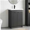 Vidaxl Set di mobili per il bagno Nero 56 x 37,5 x 81 cm