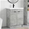 Vidaxl Set di mobili per il bagno Grigio Cemento 56 x 37,5 x 81 cm