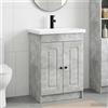 Vidaxl Set di mobili per il bagno Grigio Cemento 56 x 37,5 x 81 cm