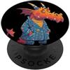 Dragon Pajama Outfit Divertente drago stanco in pigiameria grafica PopSockets PopGrip Adesivo