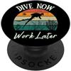 Vintage Dive Now Work Later For Diving L Funny Dive Now Work Later Scuba Diving Tee per gli amanti delle immersioni PopSockets PopGrip Adesivo