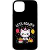 Lets Pawty Birthday Gifts For Girl and B Custodia per iPhone 15 Plus Let's Pawty Camicie Carino Gatto Gattino Pawty Ragazze Ragazzi Compleanno