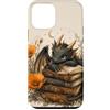 Cute Cottagecore Dragons with Books Desi Custodia per iPhone 12 mini Simpatico drago che legge libri California Poppy Book Lover