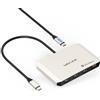 WAVLINK Adattatore da USB C a HDMI, adattatore per quattro monitor per sistemi macOS M1/M2/M3/M4, ingresso PD da 140 W, 4 HDMI, uscita quadrupla 4K, driver SMI e host USB 3.2 richiesti
