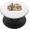 Western Desert Vibes - Gifts & Apparel C Roadrunner Uccello Deserto Saguaro Cactus Arizona Vintage PopSockets PopGrip Adesivo