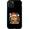 beaver winter santa hat cute animal snow Custodia per iPhone 11 Pro Simpatico castoro invernale con cappello da Babbo Natale