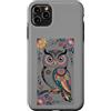 botanical animal illustration Custodia per iPhone 11 Pro Max Motivo floreale gufo boho arte popolare natura colorata